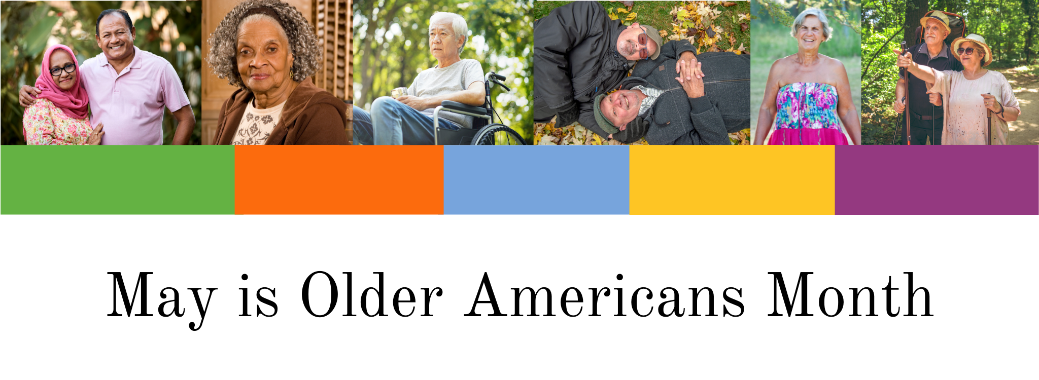 banner recognizing the month of May as the Older Americans Month